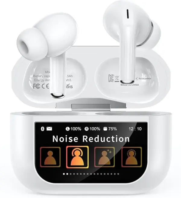 Wireless Earbuds, Bluetooth 5.4 Ear Buds with Multifunctional Touch Screen, ANC/ENC Noise Cancelling Headphones with 48H Playtime, Bass Stereo Sound, for Laptop, Android/iOS, Pad