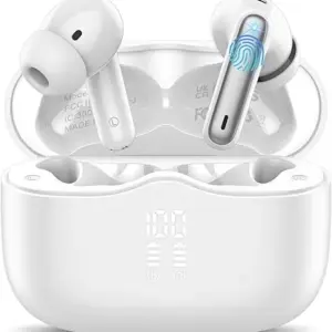 Wireless Earbuds, 2025 Bluetooth 5.4 Headphones in Ear with 4 ENC Noise Cancelling Mic, New Wireless Earphones HiFi Stereo Deep Bass 40H Playtime, LED, In-Ear Bluetooth Ear Buds IP7 Waterproof, White