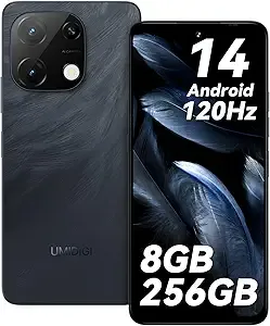 UMIDIGI Note 100A Cell Phone, 8(4+4)+256GB/1TB TF, 6.8" HD+ 120Hz Display Phones, Android 14 Smartphone, 5000mAh Battery Andriod Phone, AI Face & Fingerprint Unlock, 4G Dual SIM, GPS,OTG